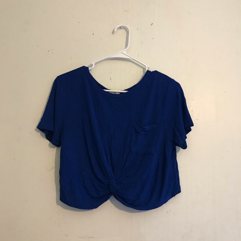 BOZZOLO small dark blue t shirt crop top